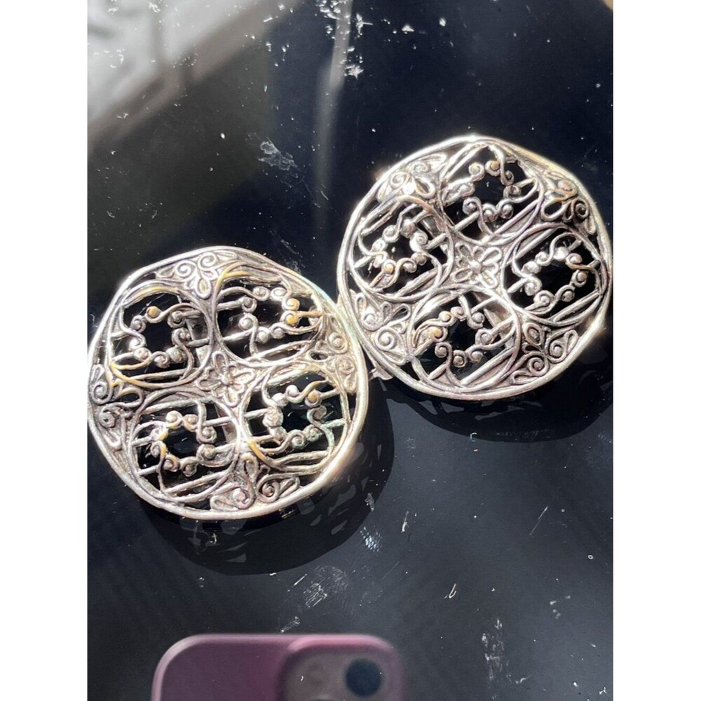 Vintage 1970s Filigree Belt Buckle Silver Tone 2-Piece Boho